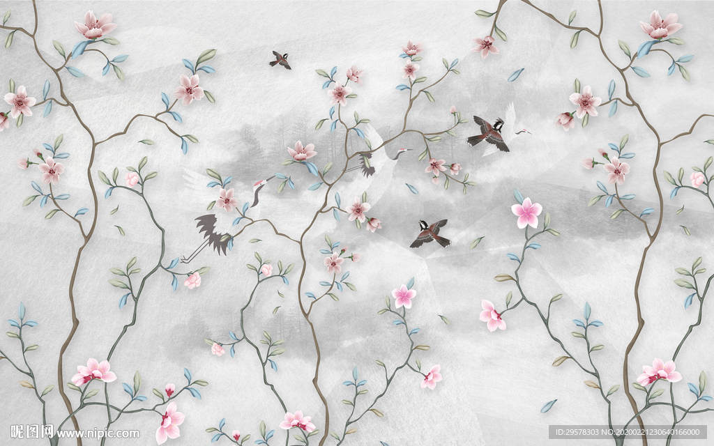 花鸟山水画高端画 TIF分层