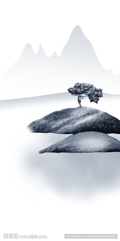 意境高档玄关山水 TIF分层