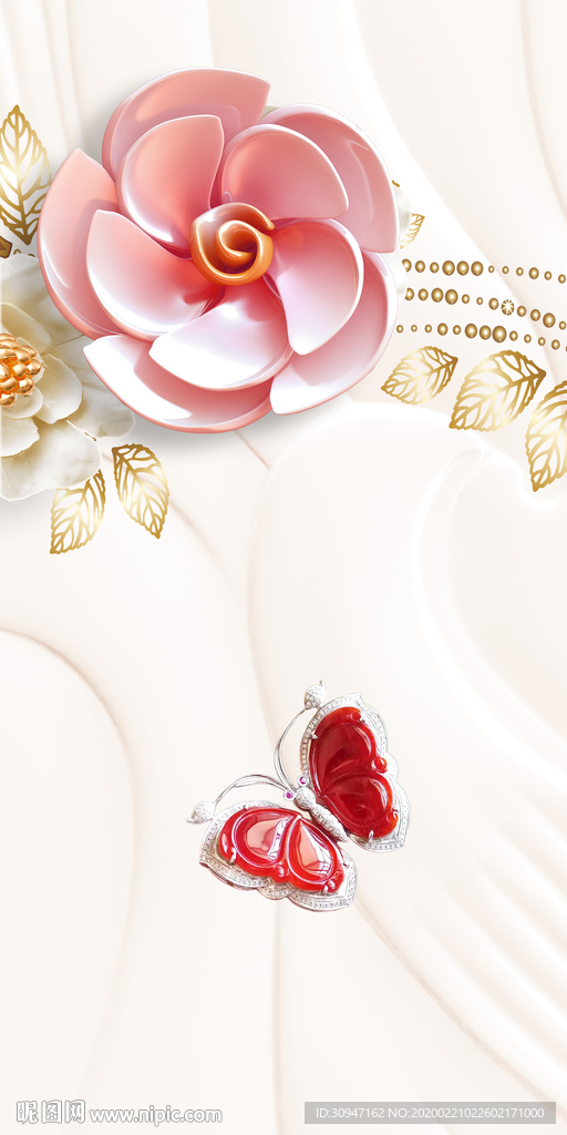 高档立体花玄关画 tif分层