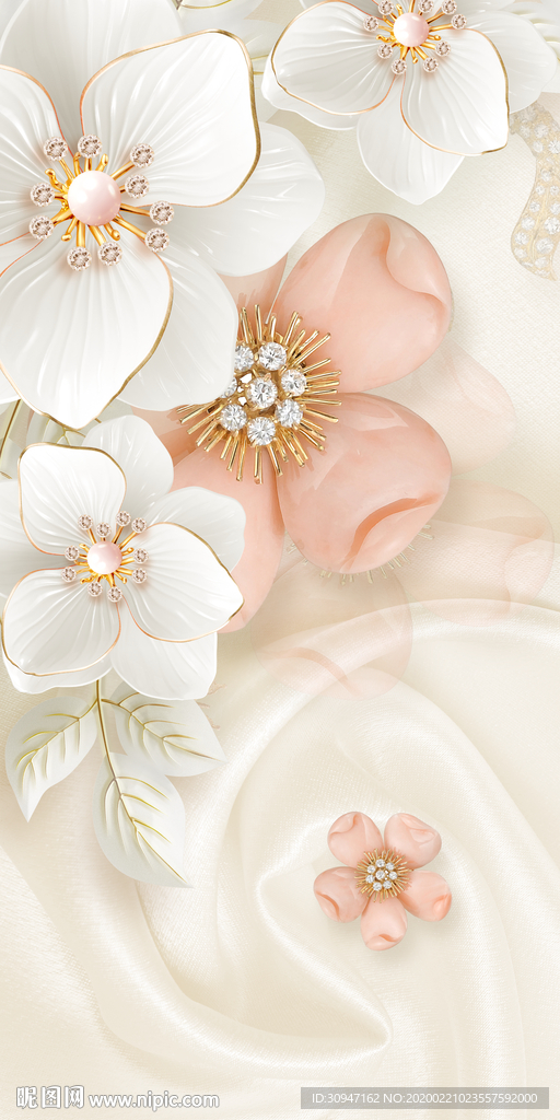 立体花玄关画 tif分层