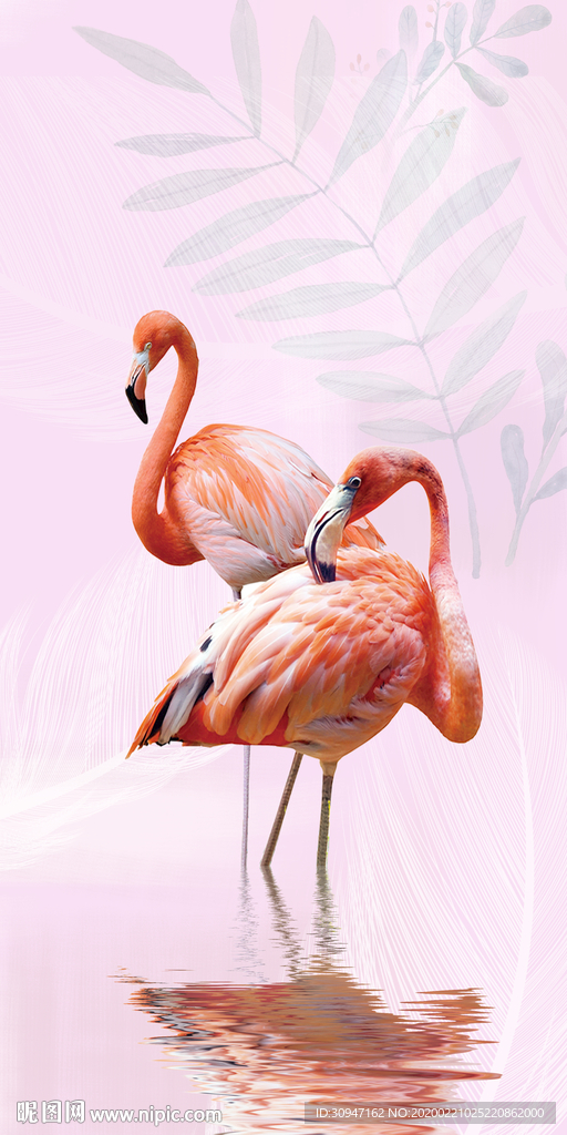 火烈鸟玄关画 tif分层