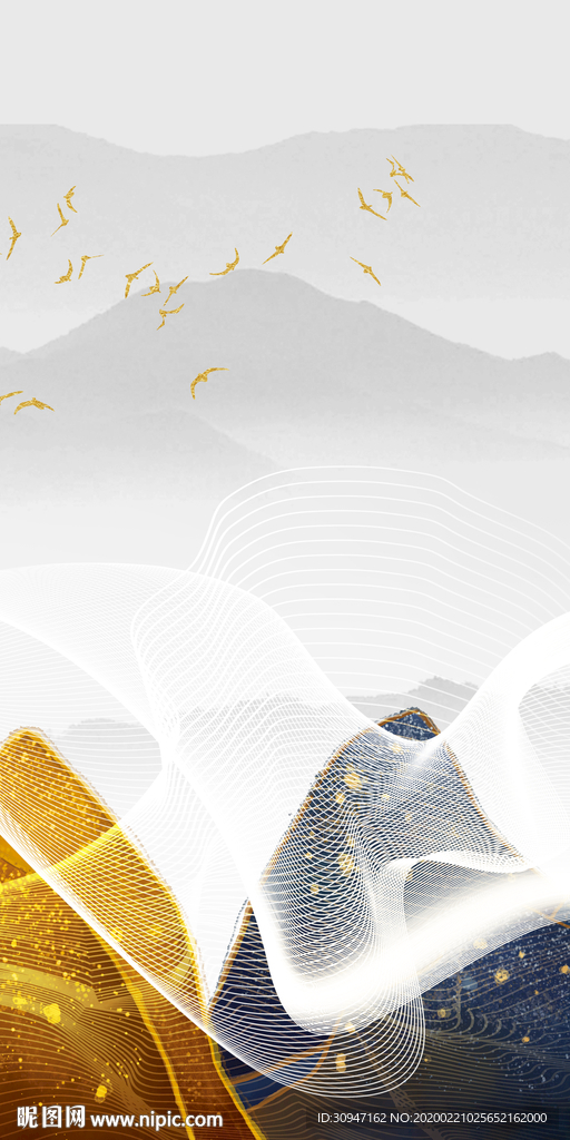 高清 玄关山水挂画 TIF分层