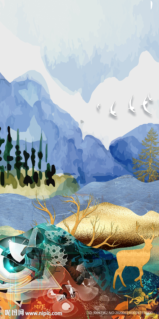 中式玄关中式画 TIF分层