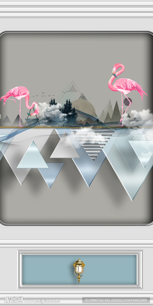 几何立体 玄关画 tif分层