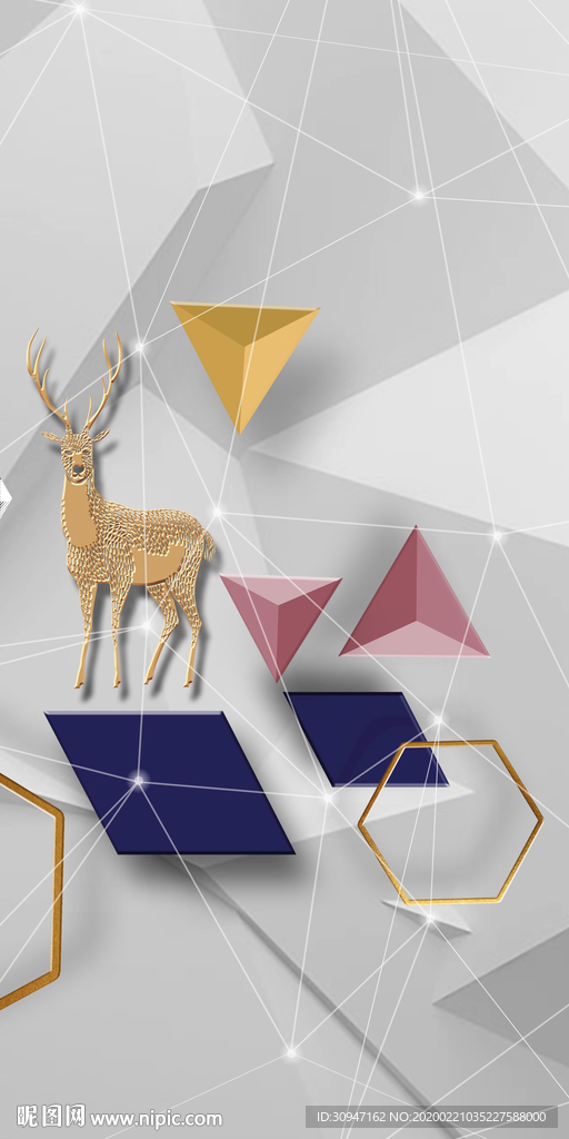 几何高清玄关画 tif分层