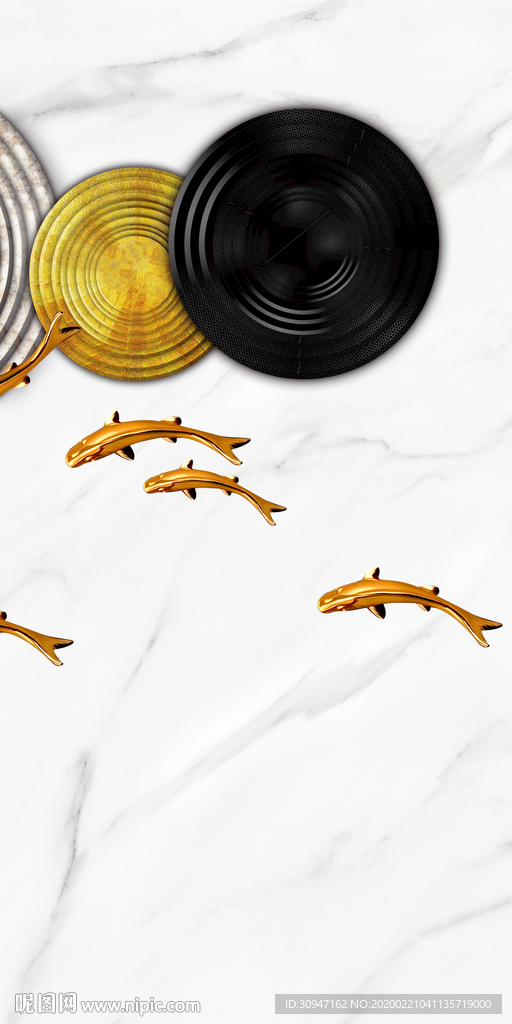 爵士白中式玄关挂画 TIF分层