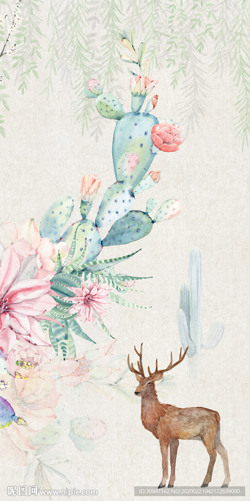 高档 新麋鹿玄关画 tif分层