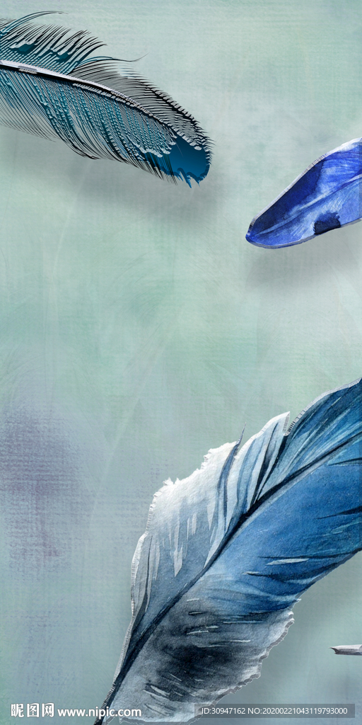 羽毛现代玄关画 tif分层