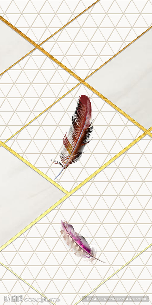 高档 羽毛玄关画 tif分层