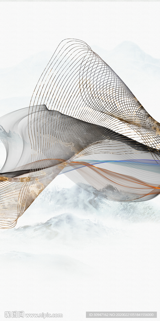 抽象线条新玄关画 tif分层