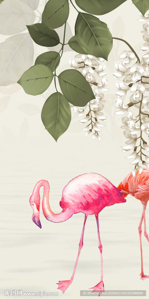 火烈鸟精美玄关画 tif分层