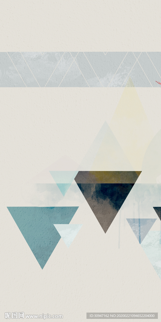 三角形精美玄关画 tif分层
