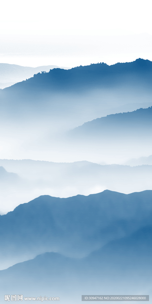 蓝色玄关新山水画 TIF分层