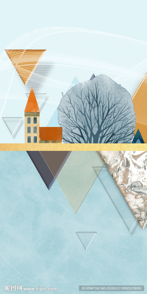 抽象 精美玄关画 tif分层