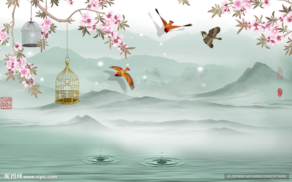 花鸟 山水画高清画 TIF分层