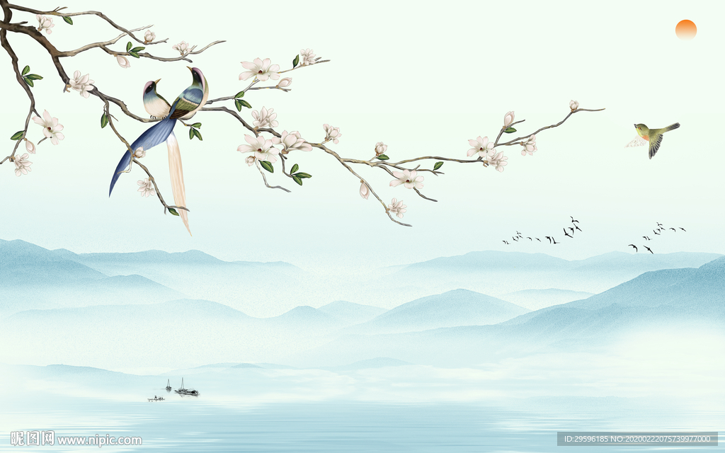 现代 意境山水画 tif分层