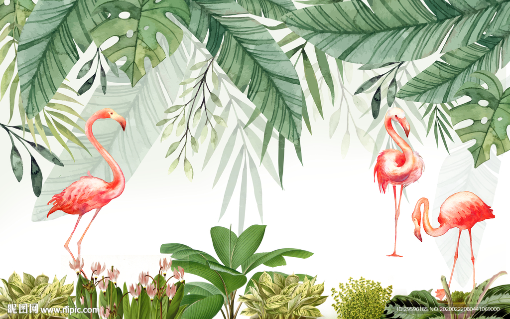 火烈鸟欧式新装饰画 tif分层