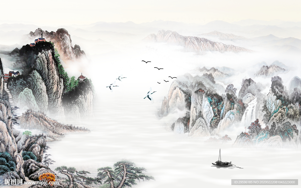 国画 高端山水画 tif分层