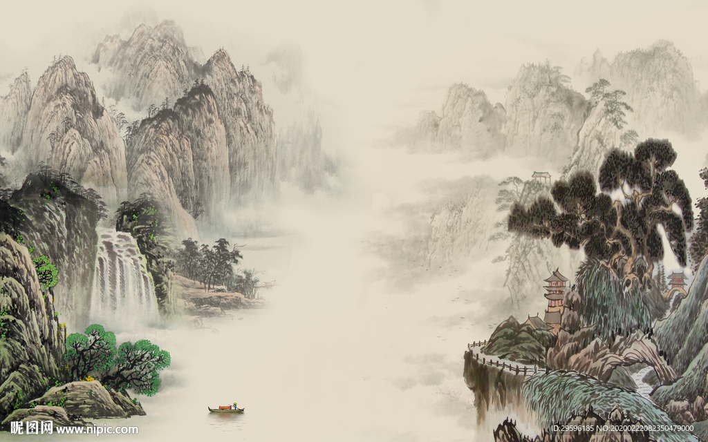 最新高档山水画 tif分层