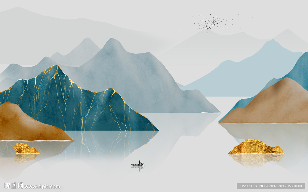 新品高档山水画 tif分层