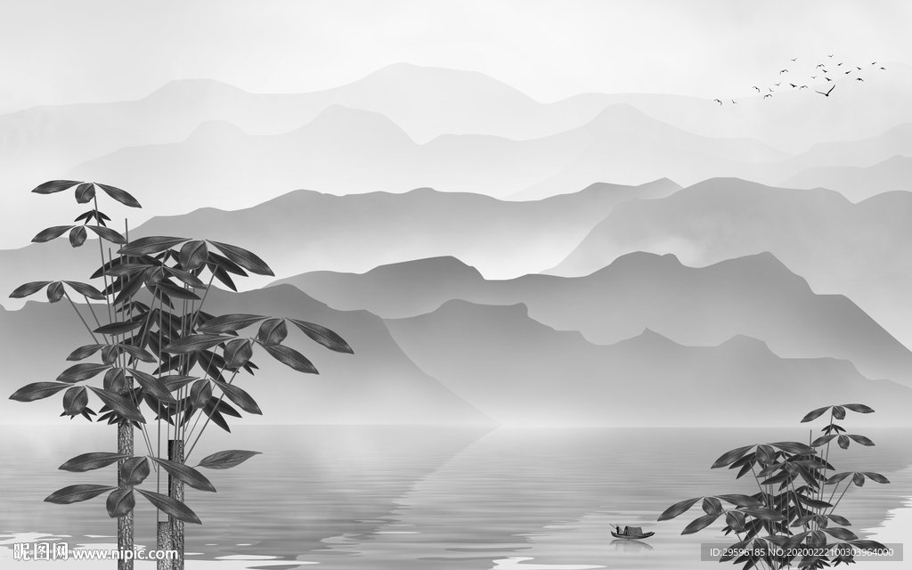 唯美高清山水画 tif分层