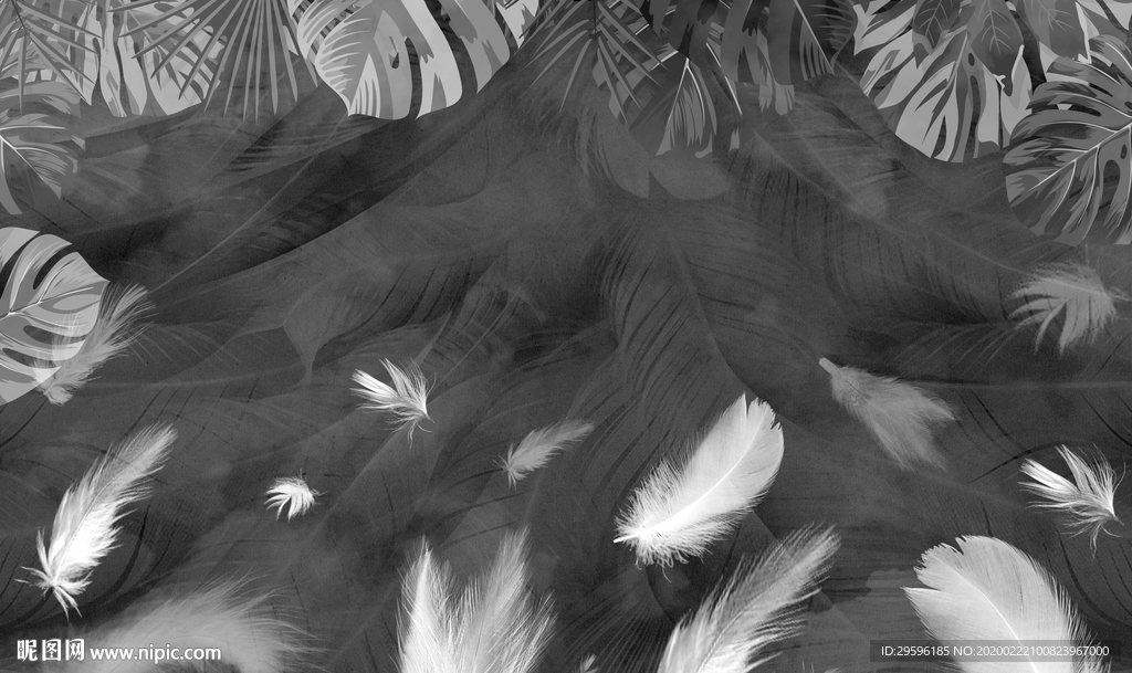 羽毛北欧新装饰画 tif分层