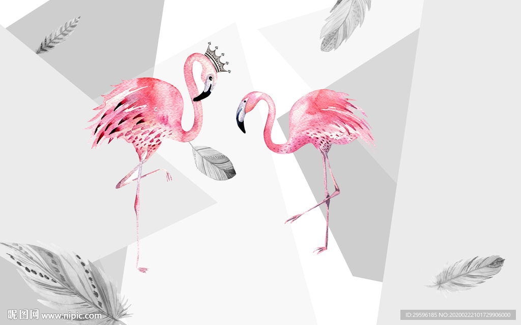 火烈鸟北欧新装饰画 tif分层
