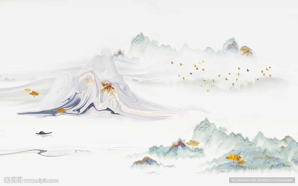 小清新高档山水画 tif分层