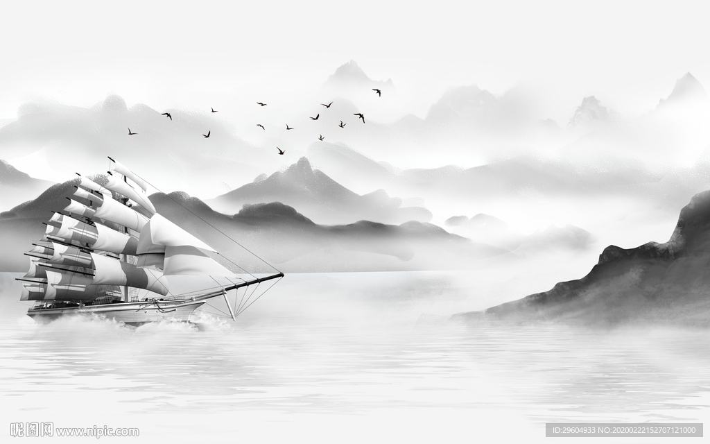 古风高档新山水画 tif分层