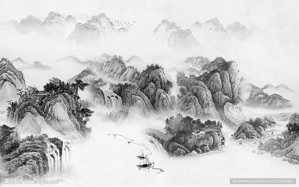 中国风高档新山水画 tif分层