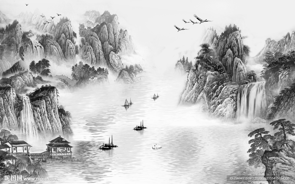 意境高档新山水画 tif分层