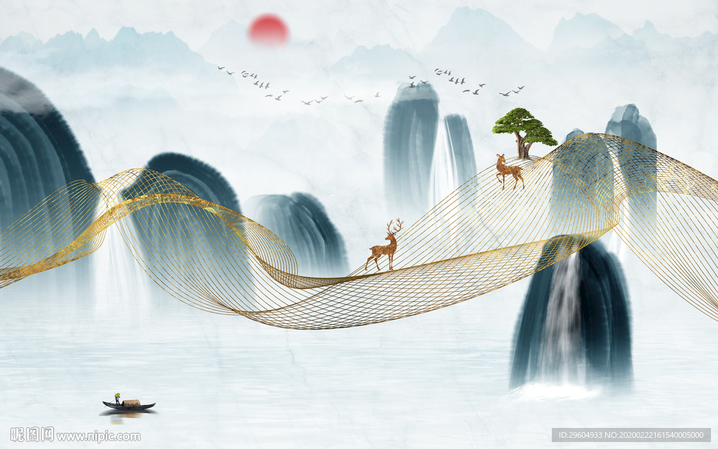 水墨高档新山水画 tif分层