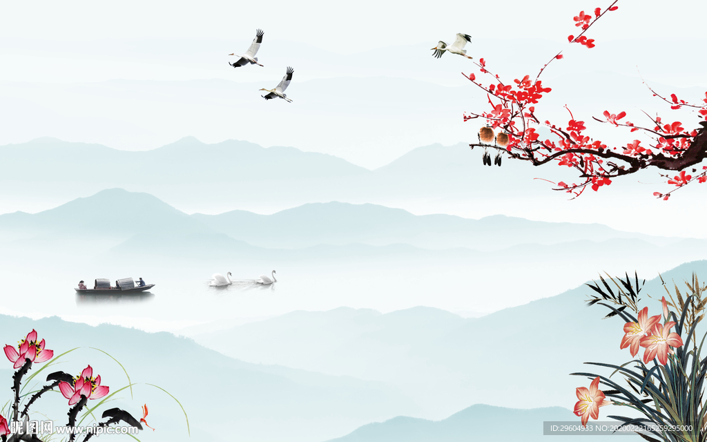 意境中式新山水画 tif分层