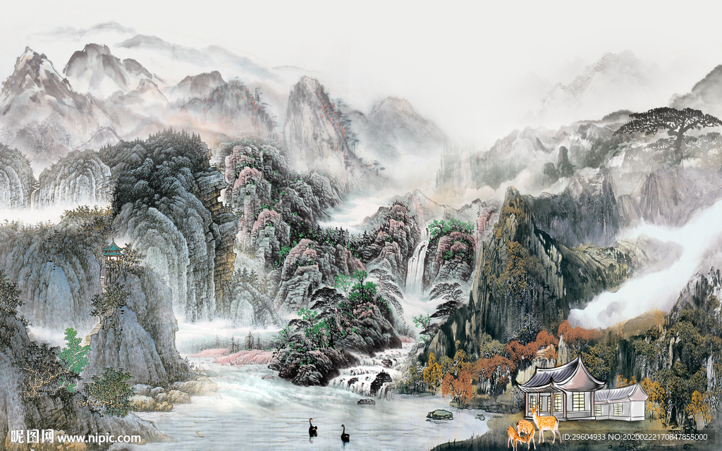 大气中式新山水画 tif分层