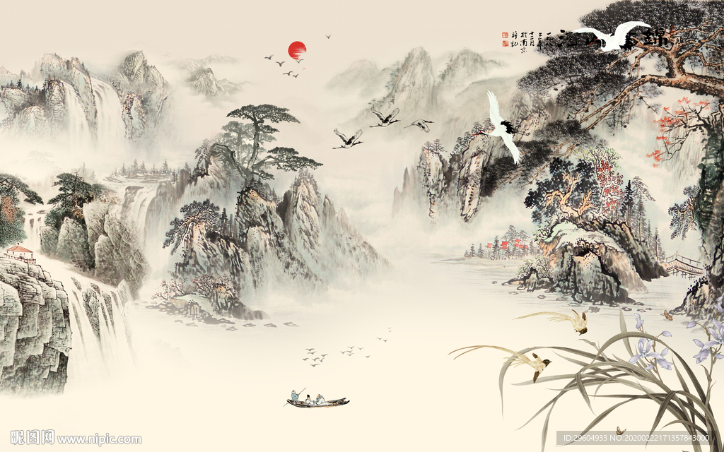 古风 中式新山水画 tif分层