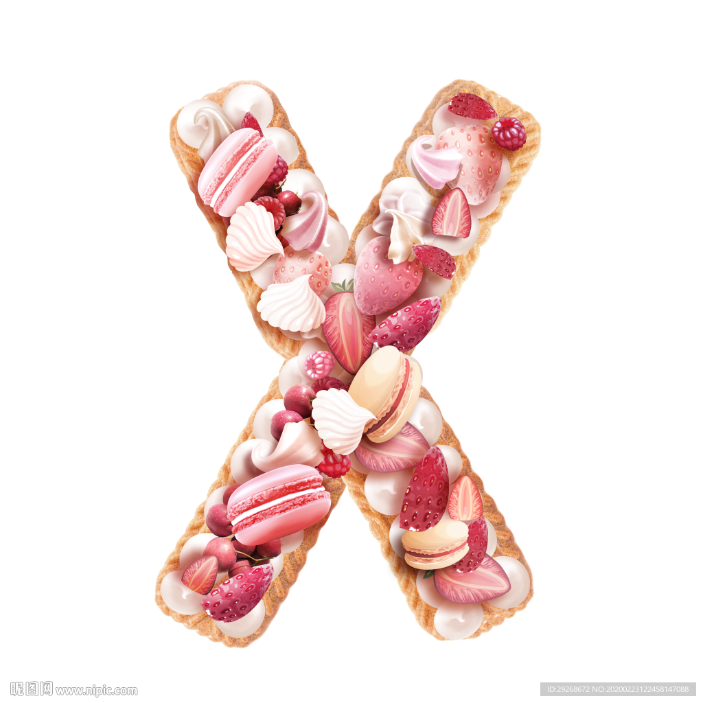 英文字体设计粉色可爱字母饼干