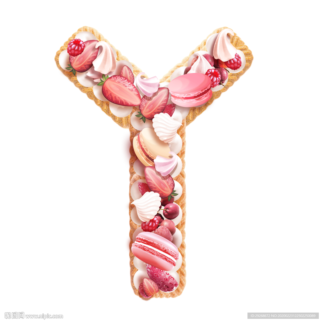 英文字体设计粉色可爱字母饼干Y