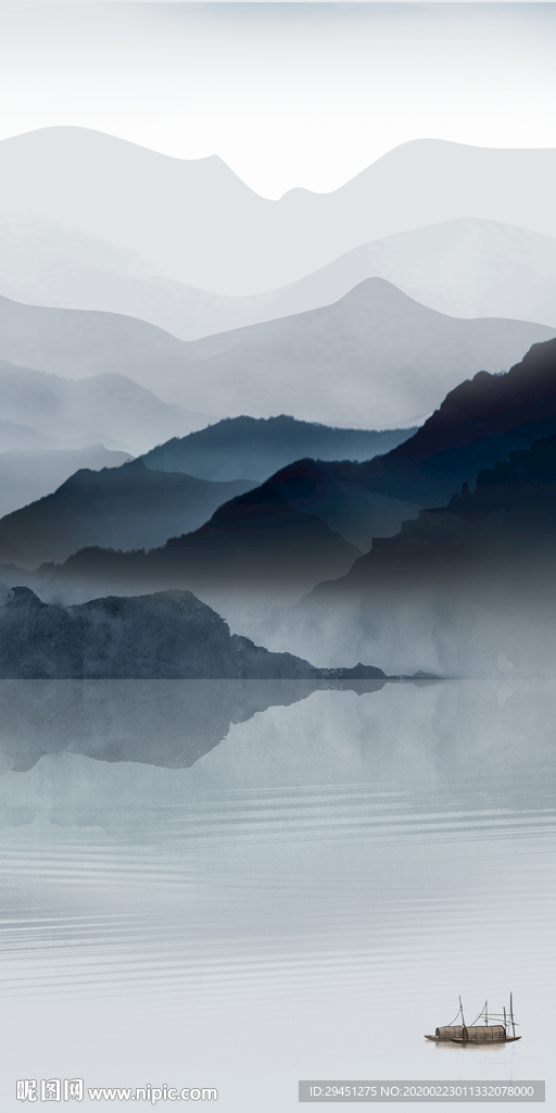 水墨山水新玄关画 TIF分层