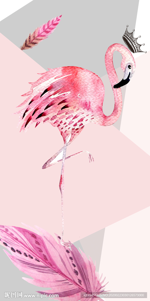 火烈鸟新过道玄关画 tif分层