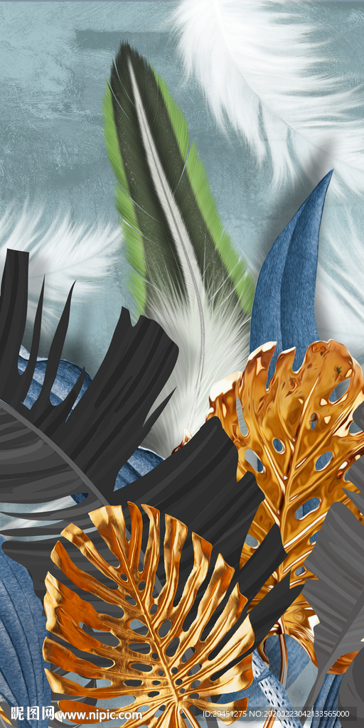 金叶北欧新玄关画 tif分层