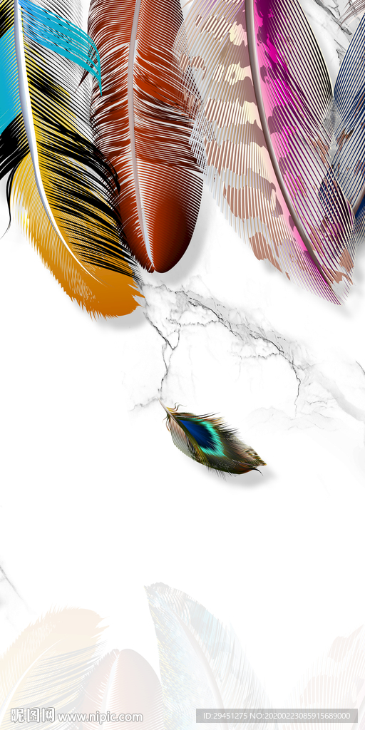 羽毛北欧新玄关画 tif分层