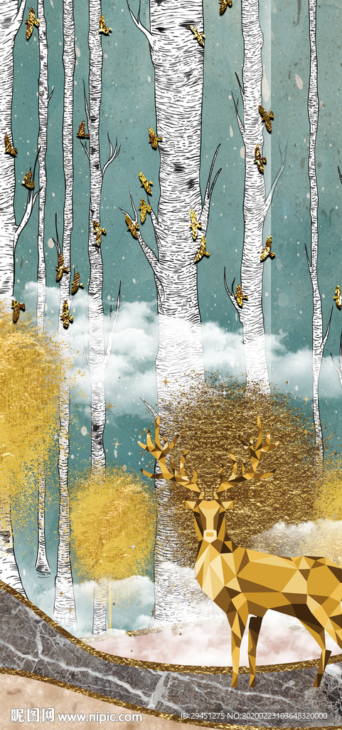 金鹿北欧新玄关画 tif分层