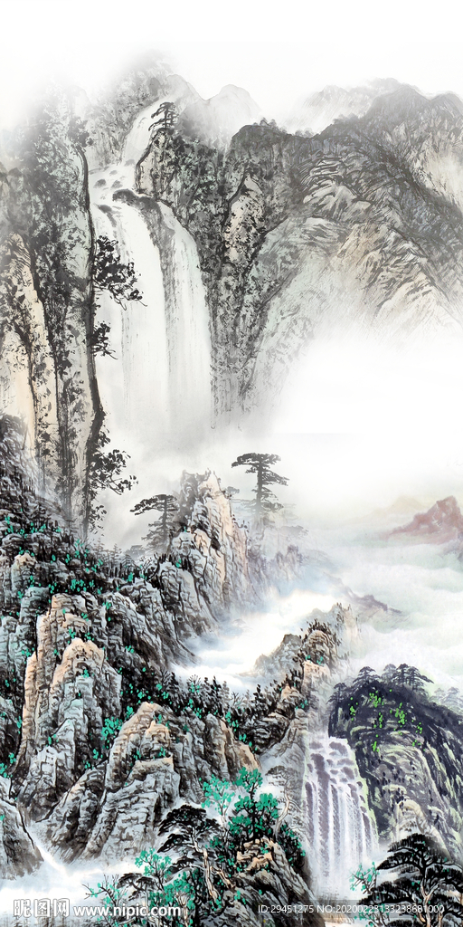 高档 玄关画山水画 TIF分层