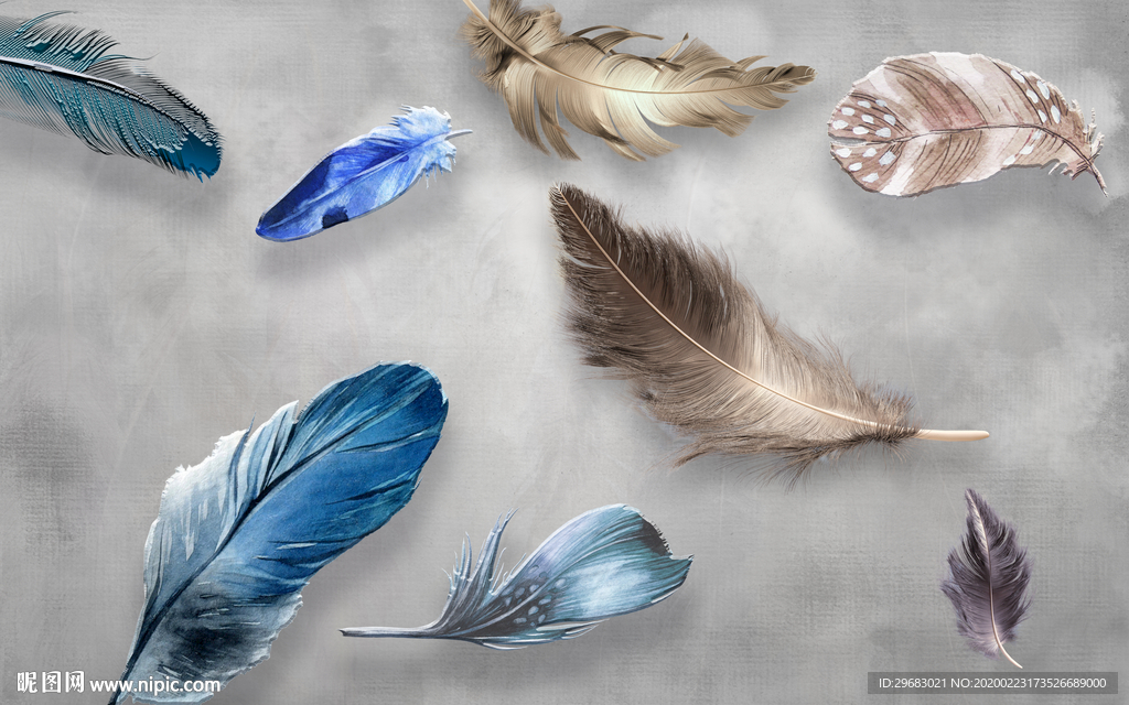 高档 羽毛奢华画 tif分层