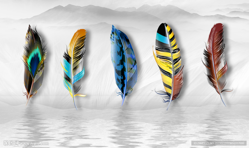 羽毛新品奢华画 tif分层
