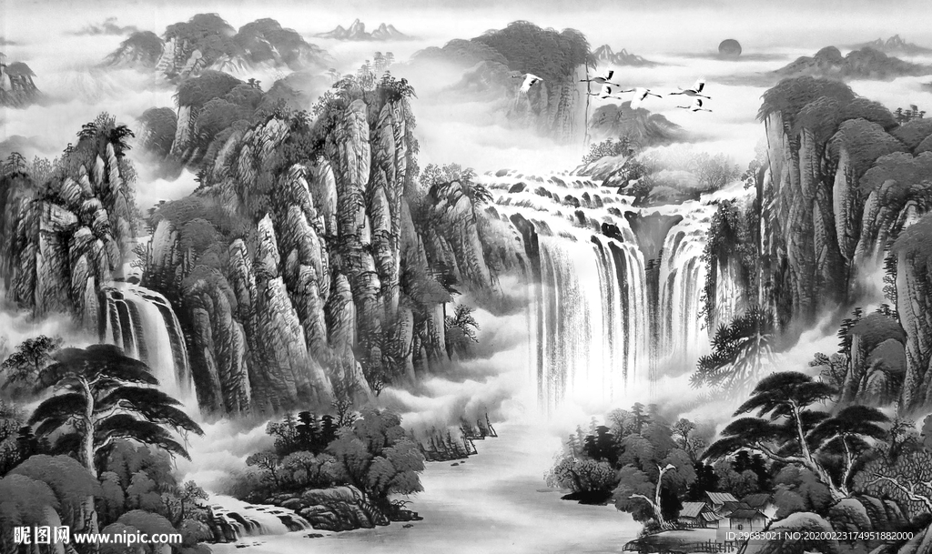 奢华最新山水画 tif分层