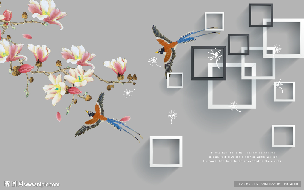 花鸟最新山水画 tif分层