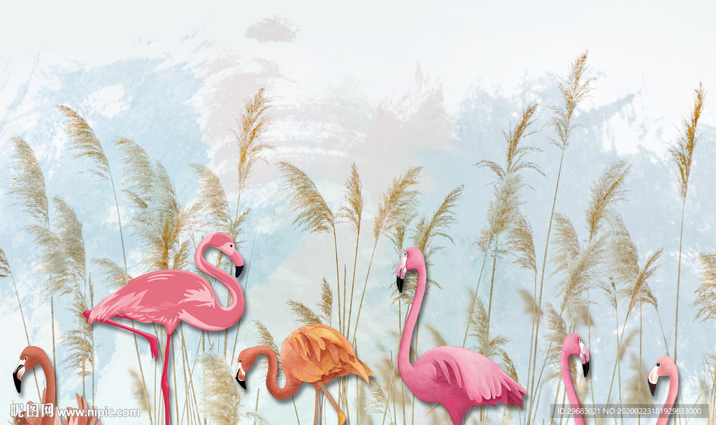 火烈鸟高端奢华画 tif分层