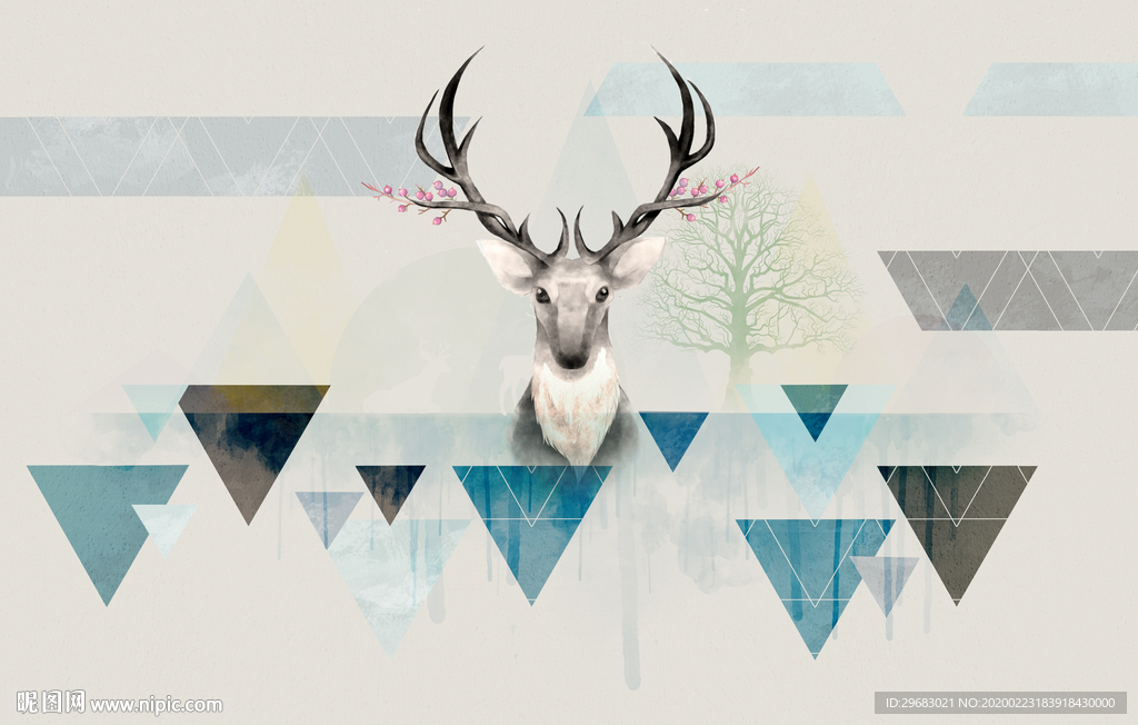 麋鹿高端奢华画 tif分层