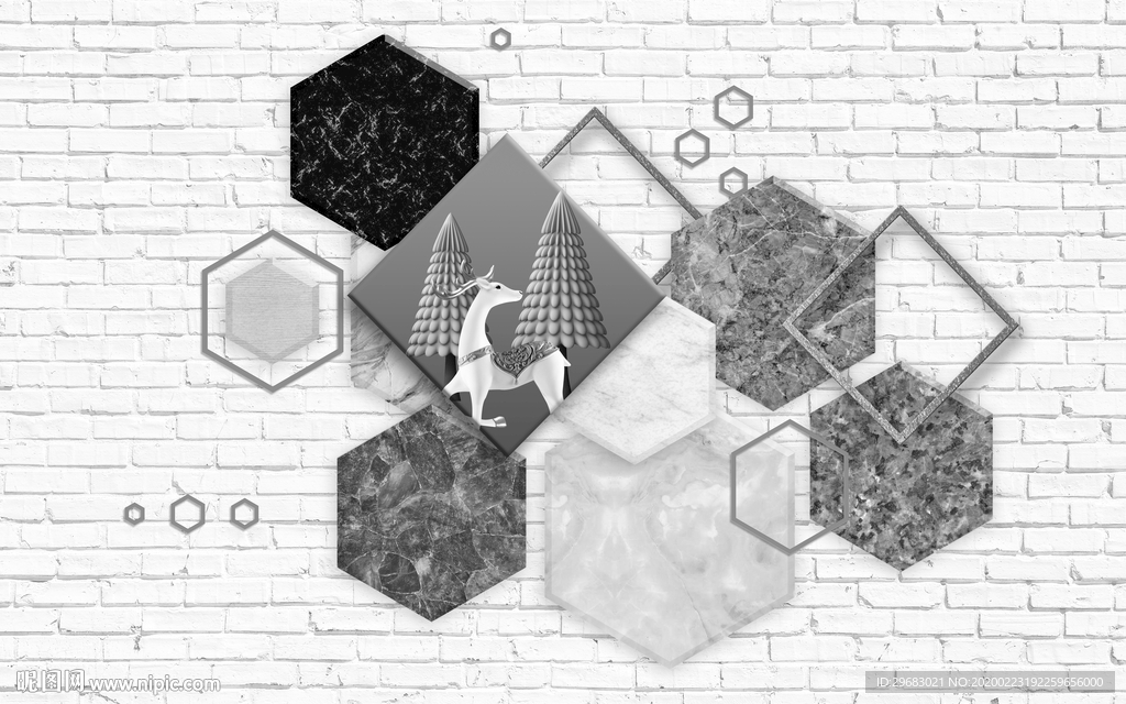 灰色几何奢华画 tif分层